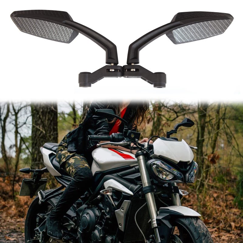 MISS MOLY 8mm 10mm Carbon Motorcycle Rearview Side Mirrors For Honda Grom CRF250L Kawasaki Yamaha - Image 1